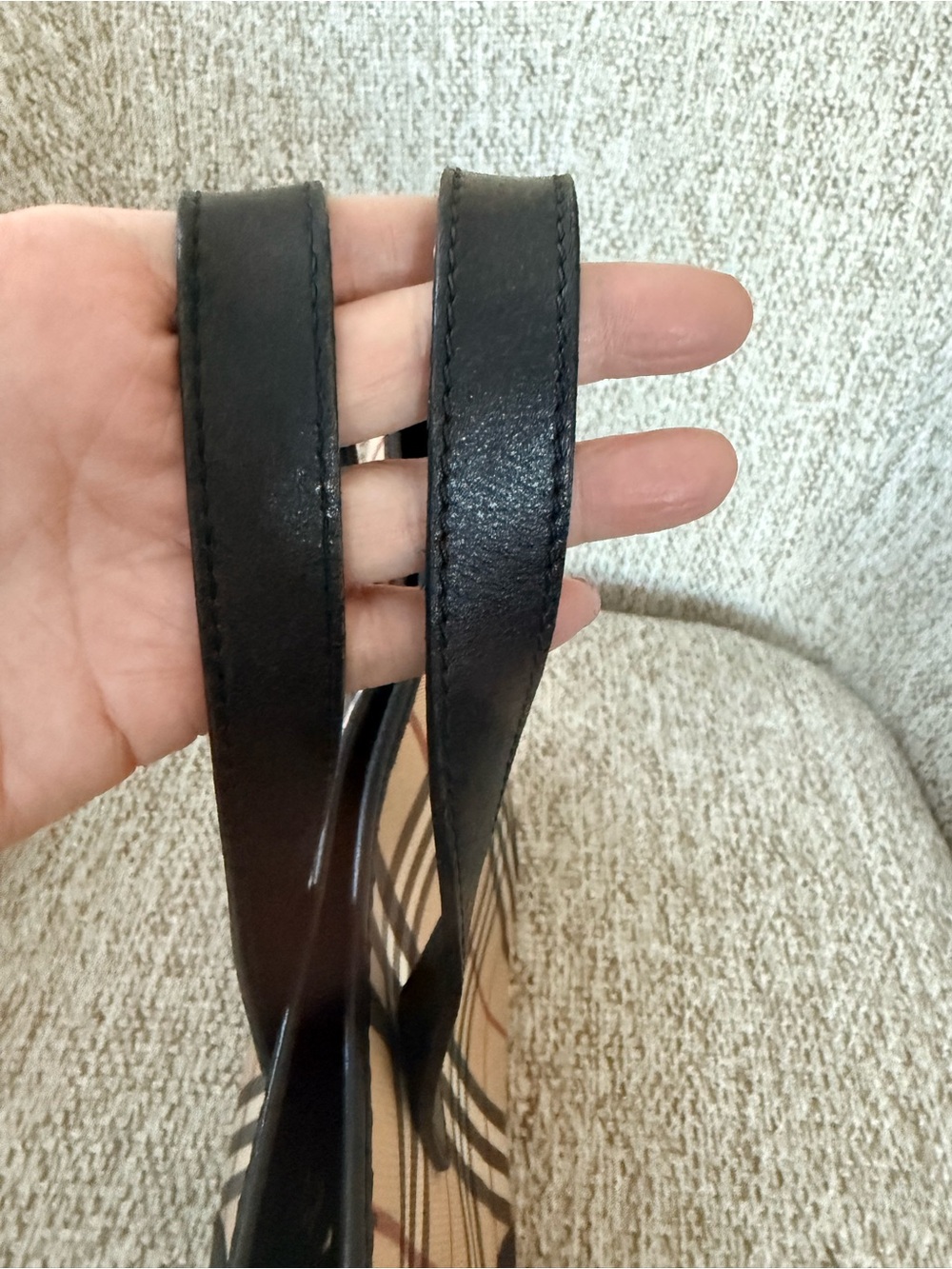 Vintage Burberry Medium Nova Check Structured Tote Bag Black Leather Accent - Picture 8 of 11